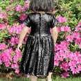 thumbnail image 3 of ameIAEA Robe à Sequins pour Filles Manches Courtes Col Rond Robes de Fête Scintillantes 3-8 Ans, 3 of 6