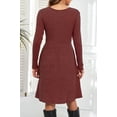 thumbnail image 5 of ANYJOIN Women's Knit Sweater Dress Long Sleeve Pleated Loose Casual Dress with Pockets Knee Length, 5 of 5