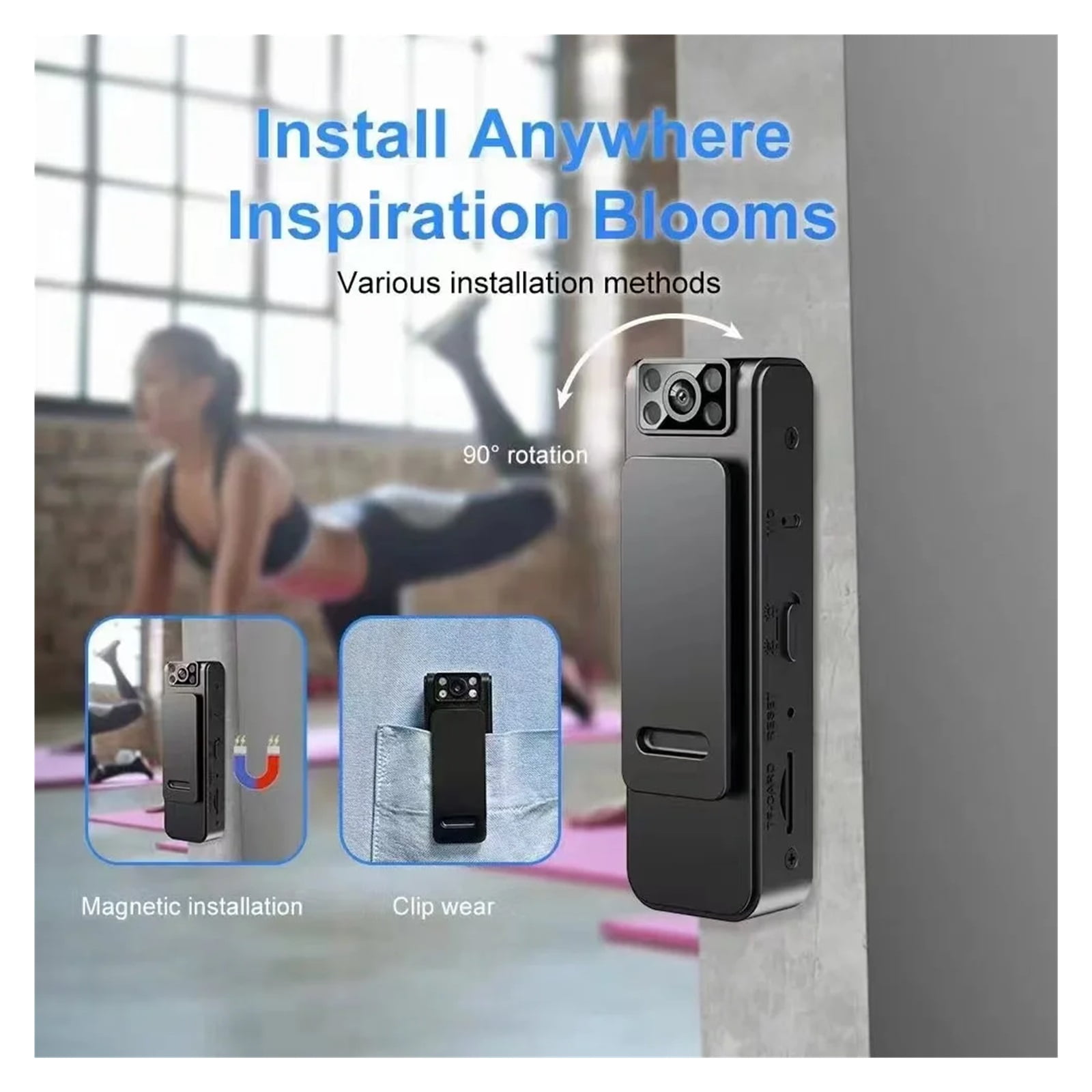 Mini Camera Small Video Camcorder Portable Micro Camera Body Cam Pocket Loop Recording Cam Night Vision Magnetic
