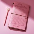thumbnail image 3 of Set de regalo con diario de cuero rosa y bolígrafo en forma de corazón con forma de diamante para hija, 3 of 6