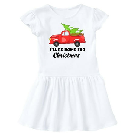 

Inktastic I ll Be Home for Christmas Truck with Tree Gift Baby Girl Dress