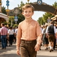 thumbnail image 2 of JAJAHO Boys Button Down Shirt Long Sleeve Plaid Dress Shirts With Pocket Stand Collar Regular Fit Blouses Formal Wear For Kids 2-14Y Versatile Tops, 2 of 4