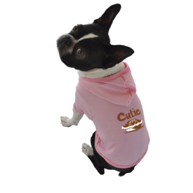 ruff ruff and meow dog hoodie, cutie pie, pink, large