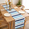 thumbnail image 3 of Blue Navy Striped Table Runner - 120 Inch Long, Kitchen Dining Table Runner Dresser Scarves, Simple Abstract Greyish Lines Art Farmhouse Decor for Coffee Tables Wedding Party Banquet, 3 of 8