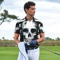 thumbnail image 3 of Sikiie Watercolor Skull Print Men's Short-sleeved POLO Shirts, Button-down Shirts and T-shirts are Suitable for Vacation, Leisure and Business-Small, 3 of 6