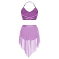 thumbnail image 2 of SiiRoh Women's 2 Piece Lyrical Dance Outfits Halter Sleeveless Crop Top with Irregular Skirt Briefs Lavender XXL, 2 of 5
