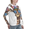 thumbnail image 6 of Fotbe American Giraffe Style Pattern Womens Long Sleeve Hoodie, Pullover Hooded Sweatshirt, Kangaroo Pocket Hoodie with Eye-catching Drawstrings-Small, 6 of 7