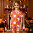 thumbnail image 2 of Toddler Girls Clothes 2 Piece Outfits Flip Collar Short Sleeved Halloween Printed Top and Elastic Waist Shorts Clothing Set Size 3-4T, 2 of 4
