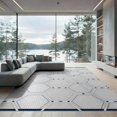 thumbnail image 2 of ODIKA 6'x9' Navy White Geometric Hexagon Design Washable Area Rug Modern Pattern with Bold Hexagonal Shapes Easy Care, Non-Shedding, for Queen Size Bedroom Under Bed Master Suite, 2 of 7