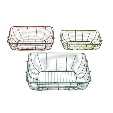 Woodland Imports 3 Piece Hand Crafted Metal Wire Basket Set