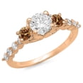 thumbnail image 1 of 1.50 Carat (ctw) 10K Rose Gold Round Champagne & White Diamond Ladies Bridal 3 Stone Engagement Ring 1 1/2 CT, 1 of 1