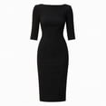 thumbnail image 6 of Mlkoz Formal Dresses for Women Solid Color 3/4 Sleeve Bodycon Midi Dress For Work, 6 of 6
