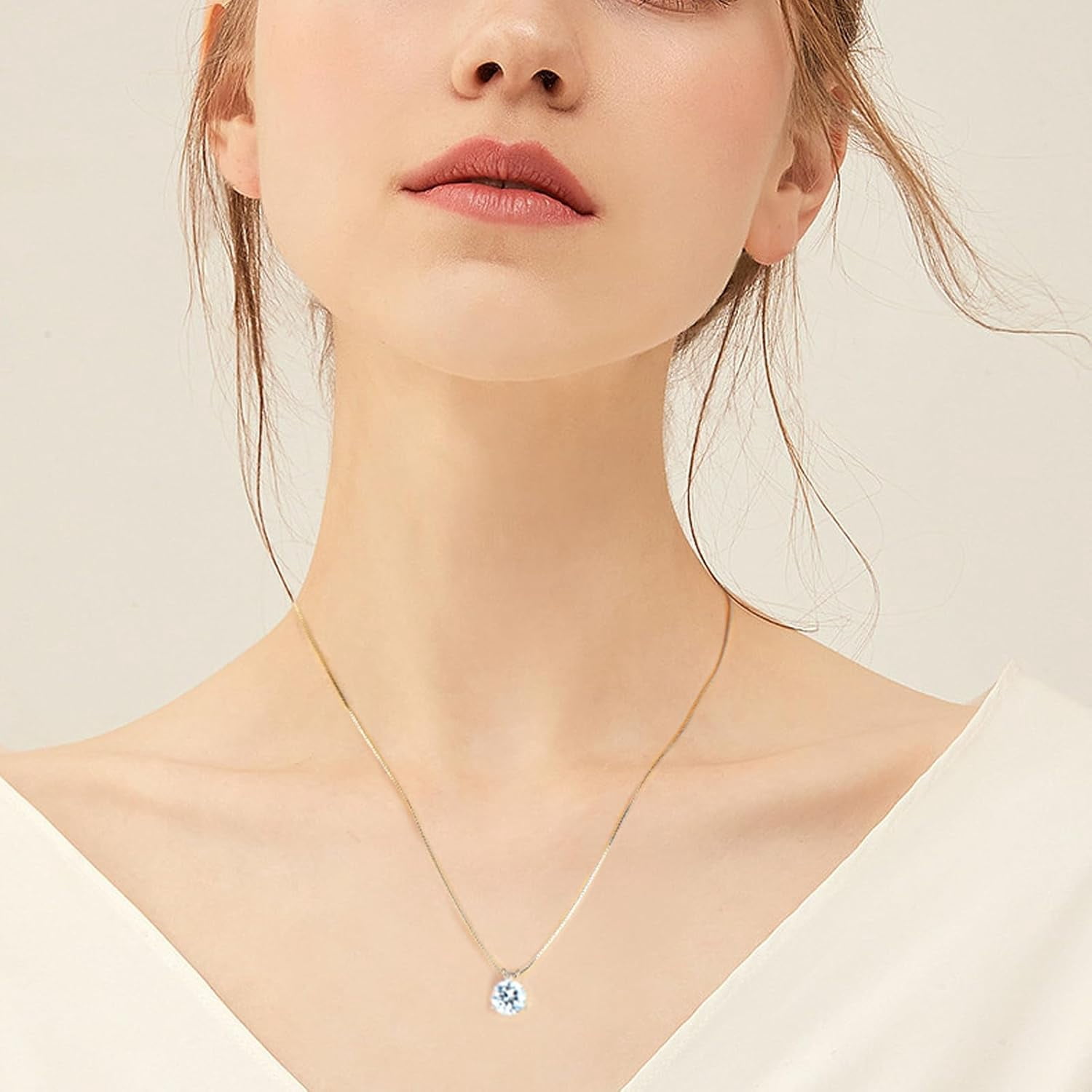 Leander 1-3 CT Moissanite Necklace for Women, Solitaire Lab Imitation Diamond Pendant, 18K White Gold Plated D Color Round Cut 925 Sterling Silver Necklace, GRA Certified, 18+2 inch Box Chain
