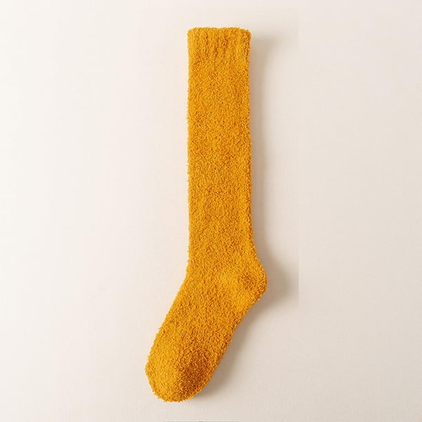 Calcetines de mujer con caña sólida, gruesos, para dormir en casa, cálidos, de dacrón