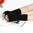 thumbnail image 1 of Gants Courts en Laine Multicolores Isolés pour Temps Froid pour Femmes, Mitaines Sans Doigts, 1 of 5