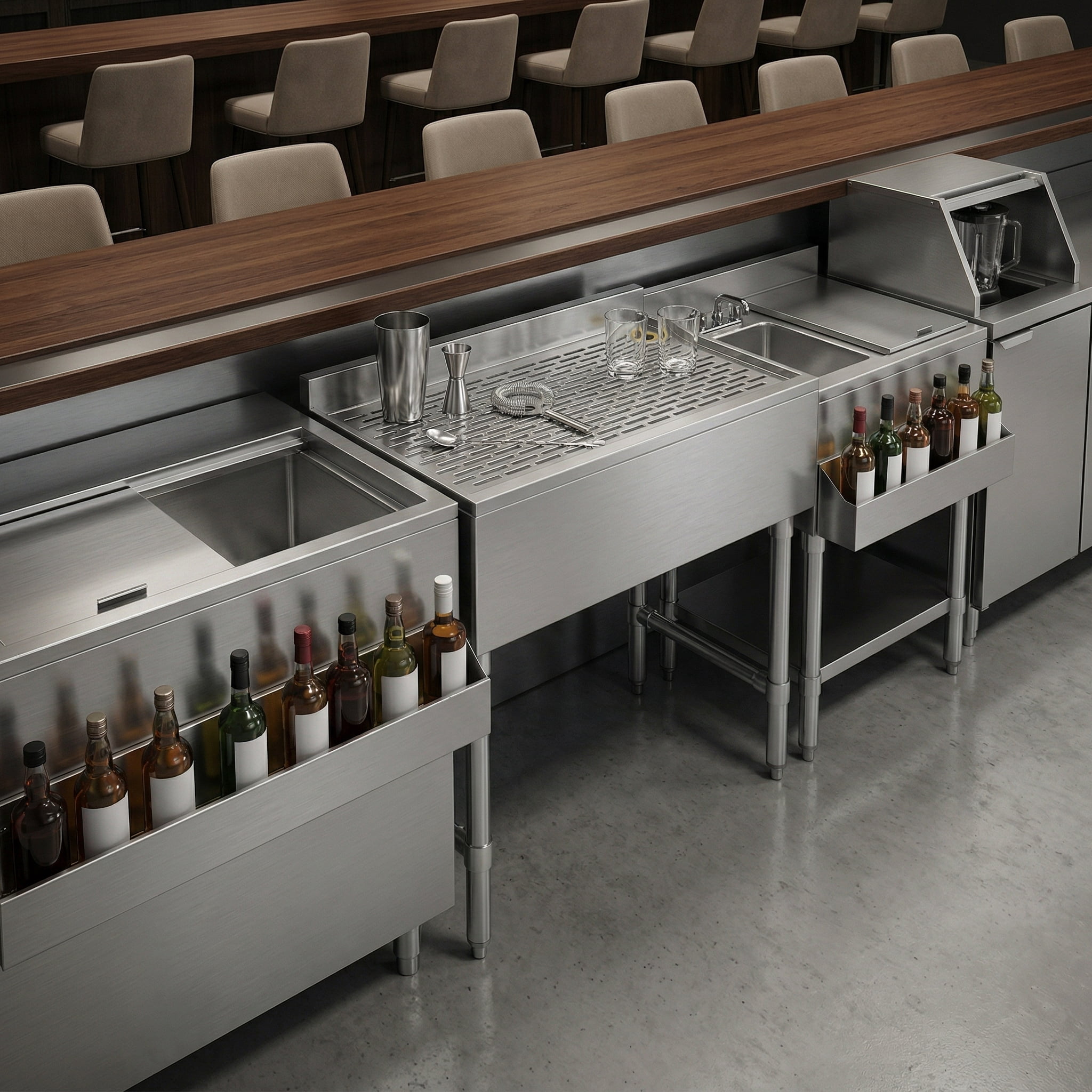 Underbar Stainless Steel Drainboard 18-1/2 in. x 24 in. x 30 in. H with 3 in. Backsplash