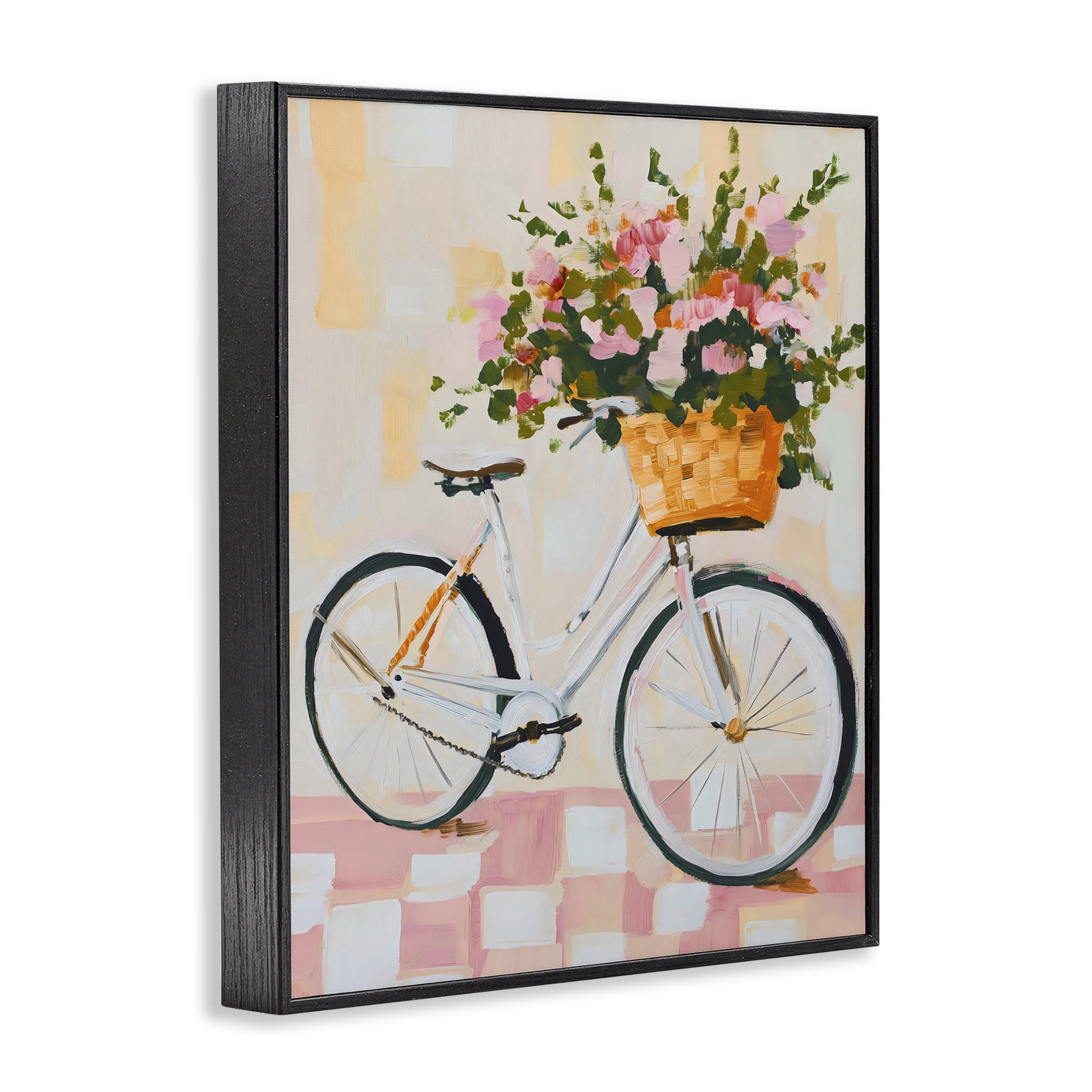 Stupell Industries Blooming Bicycle Basket Black Framed Giclee Art, design by The Prints Vibe