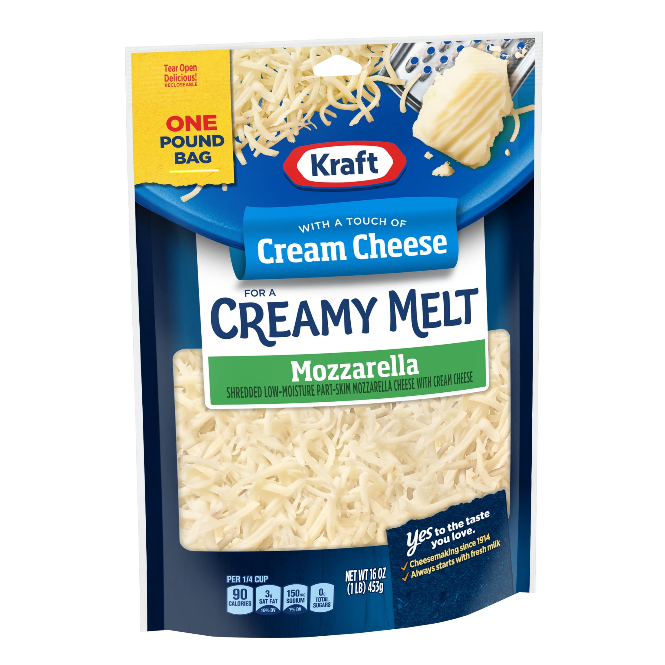 Kraft Natural Creamy Melt Mozzarella Shredded Cheese, 16 oz Bag