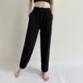 thumbnail image 4 of ylioge L-5X Plus Size Pajama Pants for Women with Pockets Straight Wide Leg Casual Solid Color Elastic Waist Loose Comfortable Homewear Pajamas Pant, 4 of 8