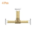 thumbnail image 2 of 4 Pack Brass Hose Barb Fitting Tee 3 Way Connector Coupler, 1/4"x5/16"x1/4" ID Brass Fitting Air Hose Fittings Reducer for Connecting Water Fuel Air, Oil Hoses, 2 of 7