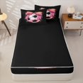 thumbnail image 4 of Homewish Pink Bowknot Zipper Full Size Comforter Sets with Fitted Sheet and 2 Pillowcases For Girls,Football Games Zipper Bedding Set For Kids,Black Reversible,4-Piece, 4 of 7