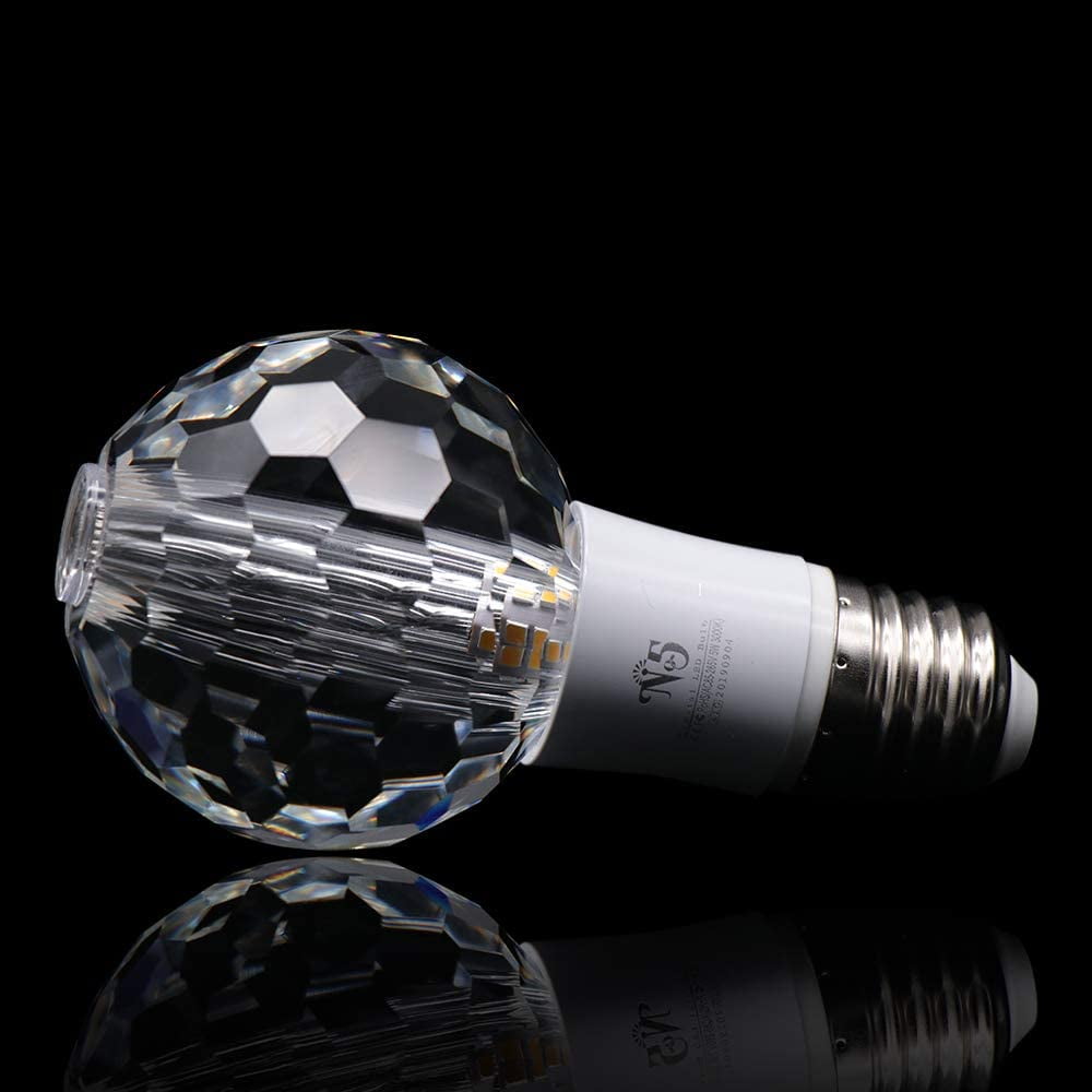 5W 3000 K Soft White No5 Crystal Led Light Bulbs,Ceiling Lamp Non-Dimmable Lighting Bulb 3000K K5 Bubble 60mm, 2 Pack E26/E27 Base 450 Lumens 