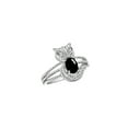 thumbnail image 6 of RYLOS Rings for Women 14K White Gold CAT Ring Oval 7X5MM Gemstone &  Sparkling Diamonds October Cabochon Onyx Jewelry Size 5, 6 of 7