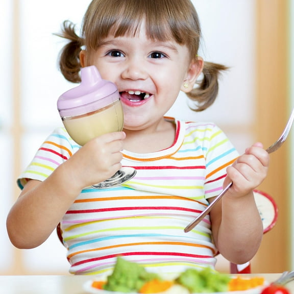 GARVALON 2Pcs Baby Water Cup Purple Non Spill Leak Proof for Toddlers Learning to Drink 5 50X3 14X3 14in