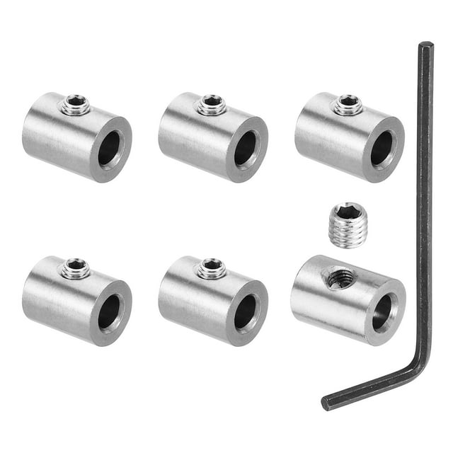 Unique Bargains 6mm Hole Wire Rope Clips Set, 6 Pcs Brass Single Holes Cable Clamps with M5 Hexagon Screws Spanner, Silver