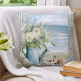 thumbnail image 3 of Pillow Covers 18x18 Set of 2, Coastal Floral Throw Pillow Covers Decorative Couch Cushion Cover, Summer Beach Starfish Seashells Ocean Microfiber Soft Square Pillowcases for Bedroom Living Room Sofa, 3 of 9