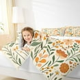 thumbnail image 4 of jejeloiu Rustic Flowers Queen Comforter Set,Natural Botanical Plants Bedding Sets,Orange Beige Green Bedding Comforter Set For Girls Teens,Microfiber Bedroom Decor Reversible,3-Piece, 4 of 8