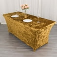 thumbnail image 3 of Efavormart 6ft Gold Crushed Velvet Stretch Fitted Rectangular Table Cover, 3 of 5
