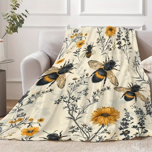 Bee and Wildflower Fleece Blanket