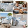 thumbnail image 5 of Light Blue Coastal Outdoor Waterproof Pillow Covers, Grey Beige Coral Starfish Nautical Decorative Square Throw Pillowcase Sofa Cushion Sham for Patio/Couch/Chair, 20"x20" 2 Pack, 5 of 8