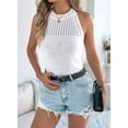 thumbnail image 3 of Ipladies Summer Crochet Tank Tops for Women 2025 Casual Crewneck Hollow Out Loose Knit Sleeveless Sweater Vest Top White L, 3 of 5
