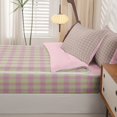 thumbnail image 5 of Manfei Modern Checkered Zipper Full Size Comforter Sets with Fitted Sheet and 2 Pillowcases,Geometric Check Zipper Bedding Set,Purple Yellow,Pink Reversible,4pcs, 5 of 8