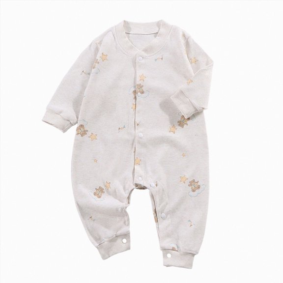 YDFCWXW Baby Boy Girl Romper Coming Home Outfit Cartoon Print Bodysuit Jumpsuit, 0-24 Months Cute Gift (Yellow, 0-3)