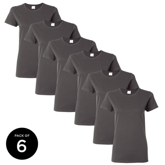 Women Charcoal T-Shirts Gildan Short Sleeve Basic Shirts - S M L XL 2XL 3XL - Single Shirt OR Pack of 6 OR Pack of 12 Gift for Mom Tee