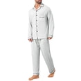 thumbnail image 4 of INSPIRAR CHIC Conjunto de Pijamas Casuales de 2 Piezas de Manga Larga en Color Sólido con Botones para Hombre M Blanco Gris, 4 of 5