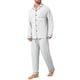 thumbnail image 4 of INSPIRAR CHIC Conjunto de Pijamas Casuales de 2 Piezas de Manga Larga en Color Sólido con Botones para Hombre M Blanco Gris, 4 of 5