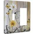 thumbnail image 2 of Outlet Covers Rustic Yellow White Daisy Flower Black Leaf Butterfl Sunflower Wood Grain 1 Toggle 1 Rocker Combination Decorative Wall Plate Light Switch Cover Plate Electrical Switch Plates for Home, 2 of 8