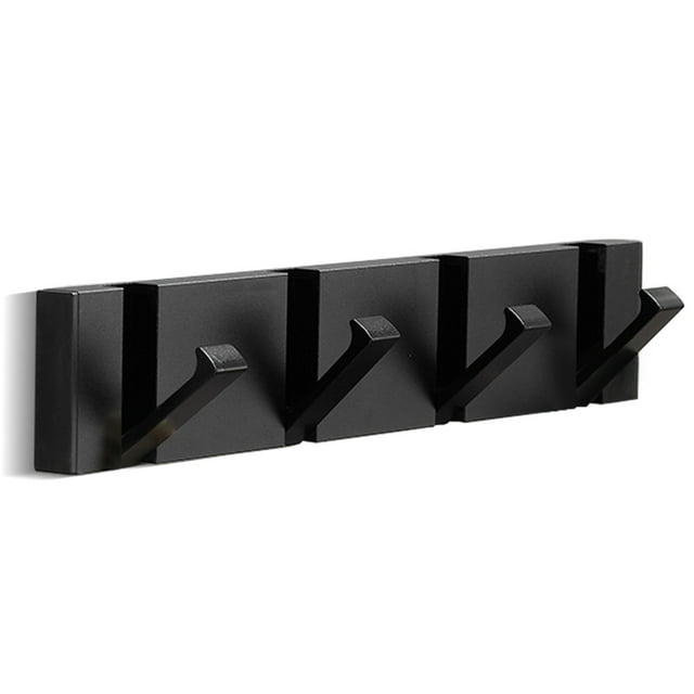 Hooks Sin taladrado Montado en pared Rack Rack Noxino Chaquetas Organizador Aluminio Antideslizante Sin deslizamiento Soporte de colgante Sala de estar Black 4 ganchos Speravity HA010064-10B