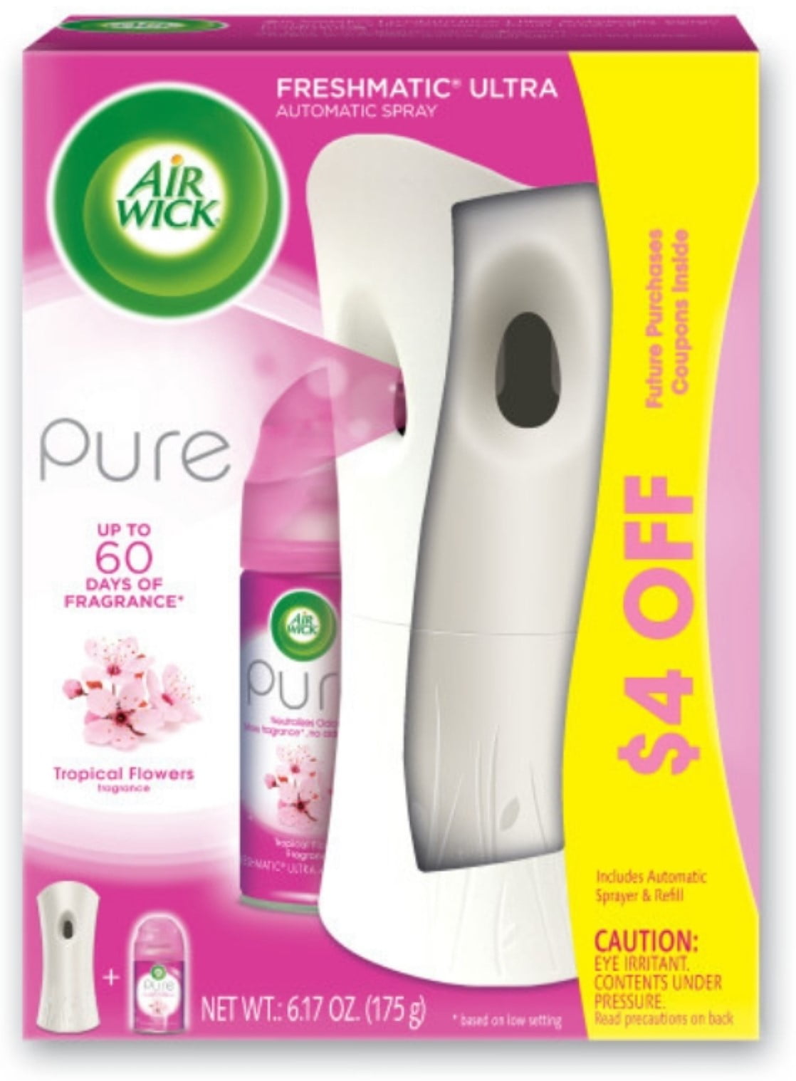 3 Pack AirWick FRESHMATIC Ultra Starter Kit, Pure Tropical Flowers