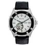 96A123 Mens Stainless Steel Skeleton Window Automatic Silver Tone Dial Strap