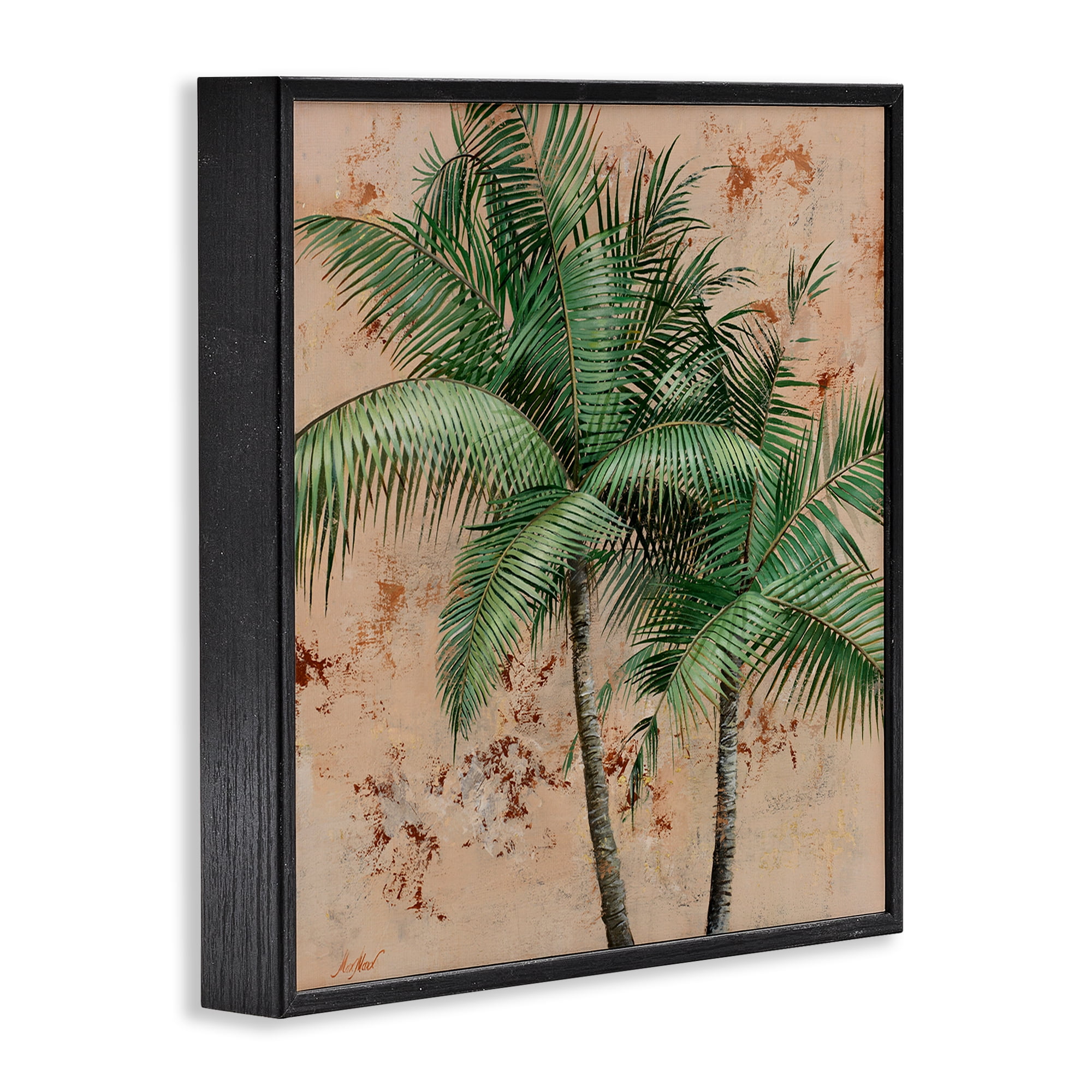 Stupell Industries Leafy Palm Fronds Botanical & Floral Painting Black Framed Art Print Wall Art, 24 x 24