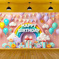 thumbnail image 7 of Yatrandify Colorful Design Birthday Banner Rainbow Theme Polyester Material Celebration Backdrop for Birthday Party Kids Event Indoor Decoration, 7 of 7
