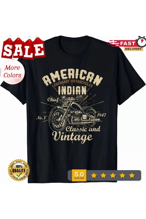 New Limited Retro Vintage American Motorcycle Indian For Old Biker T-Shirt