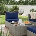 thumbnail image 6 of Ebello 5-Piece Modular Conversation Set, Outdoor Patio Sectional Sofa with Glass Coffee Table, Rattan Garden Furniture, GNB(Navy Blue), 6 of 10