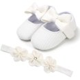 thumbnail image 4 of Baby Girls Mary Jane Flats with Bowknot Flowers,Princess Wedding Dress Ballet Shoes Non-Slip Toddler First Walkers Newborn Crib Shoe, 4 of 7