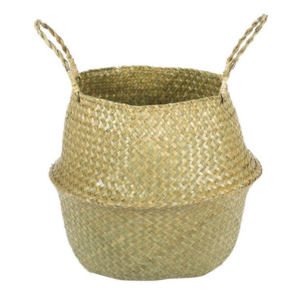 Natural Flower Woven Storage Pot Foldable Garden Flower Vase Hanging Basket 